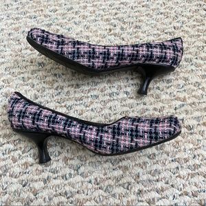 Browns Pink and Black Tweed Kitten Heels in Sz 7